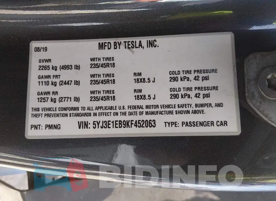 5YJ3E1EB9KF452063 Photo# 9