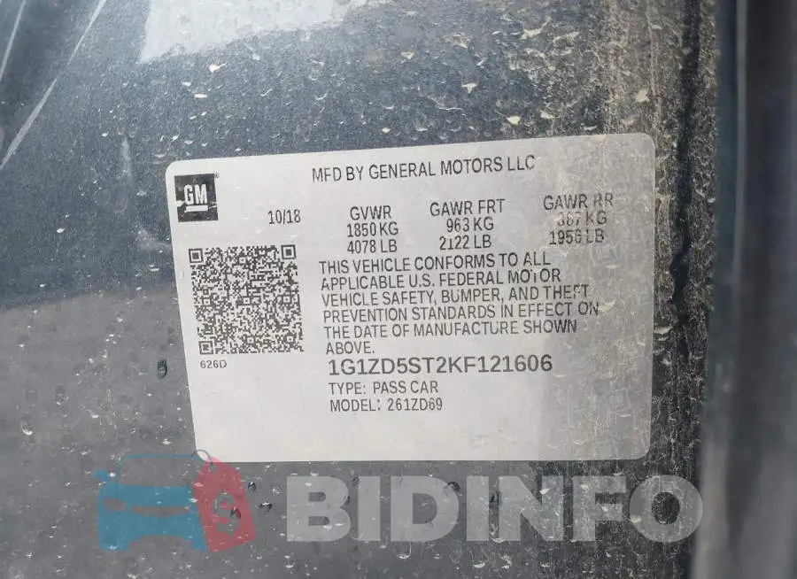 1G1ZD5ST2KF121606 Photo# 8