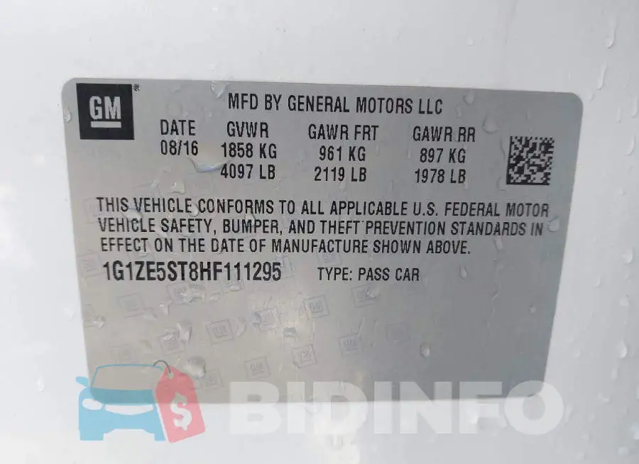1G1ZE5ST8HF111295 Photo# 9