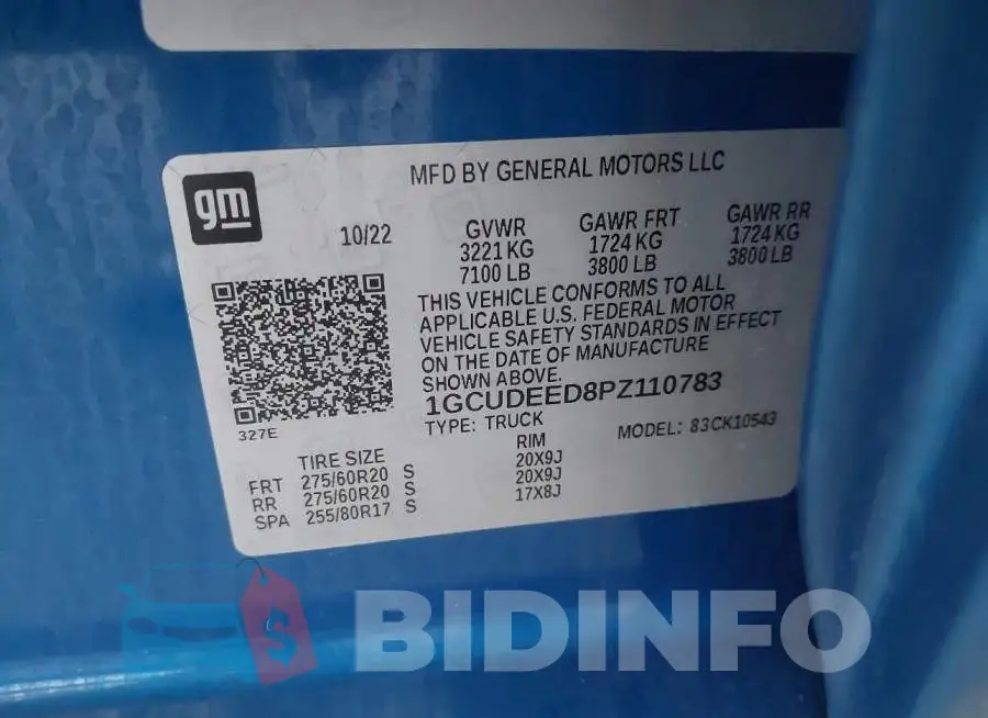 1GCUDEED8PZ110783 Photo# 9