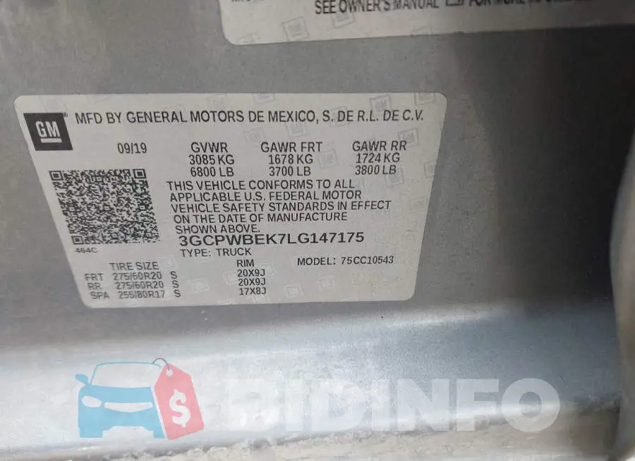 3GCPWBEK7LG147175 Photo# 9