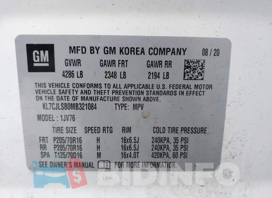 KL7CJLSB0MB321084 Photo# 9