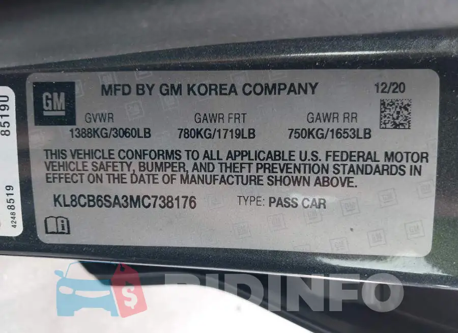 KL8CB6SA3MC738176 Photo# 9