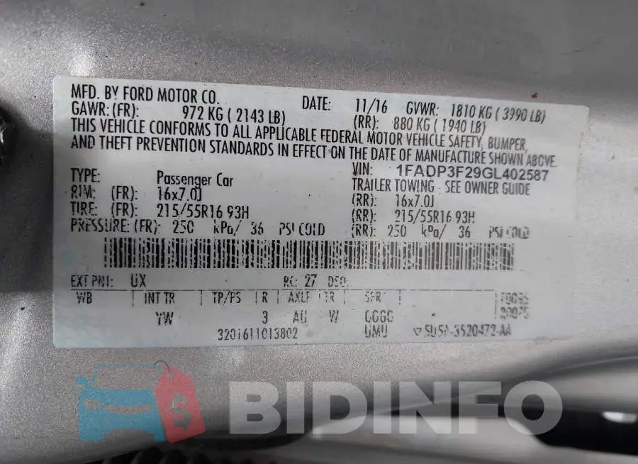 1FADP3F29GL402587 Photo# 9