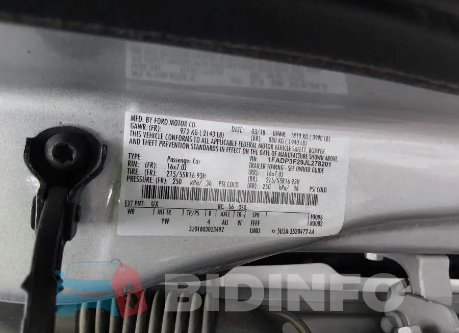 1FADP3F29JL278201 Photo# 9