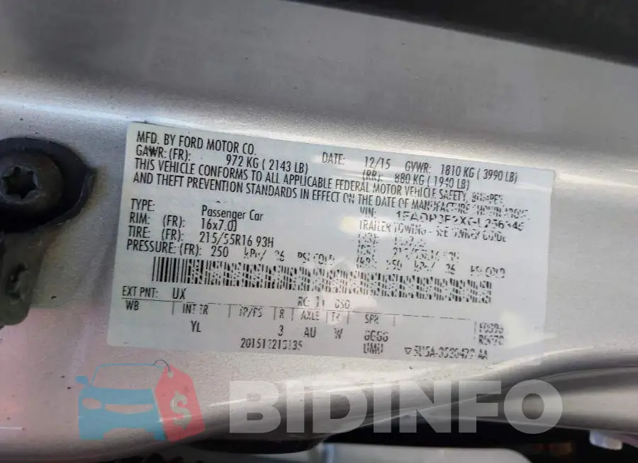 1FADP3F2XGL256345 Photo# 9