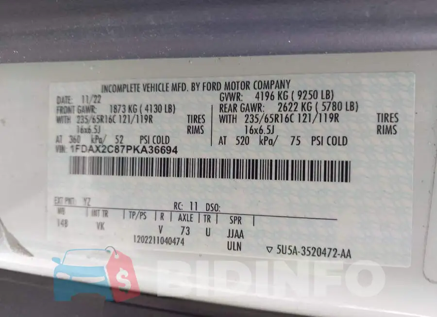1FDAX2C87PKA36694 Photo# 9