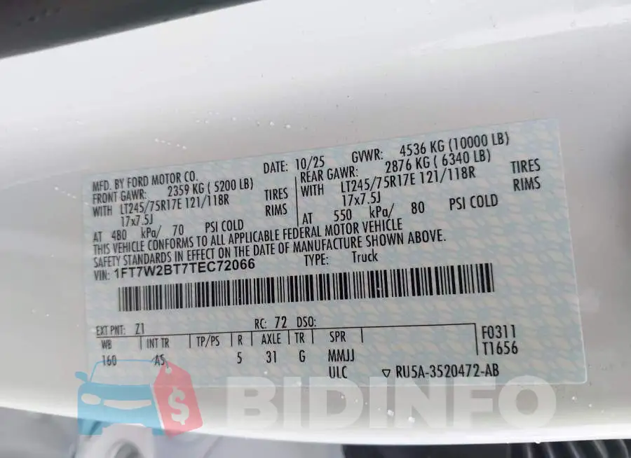 1FT7W2BT7TEC72066 Photo# 9