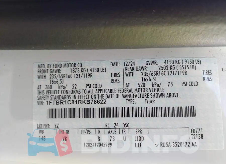 1FTBR1C81RKB78622 Photo# 8
