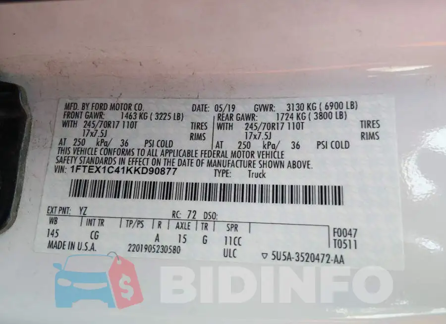 1FTEX1C41KKD90877 Photo# 9