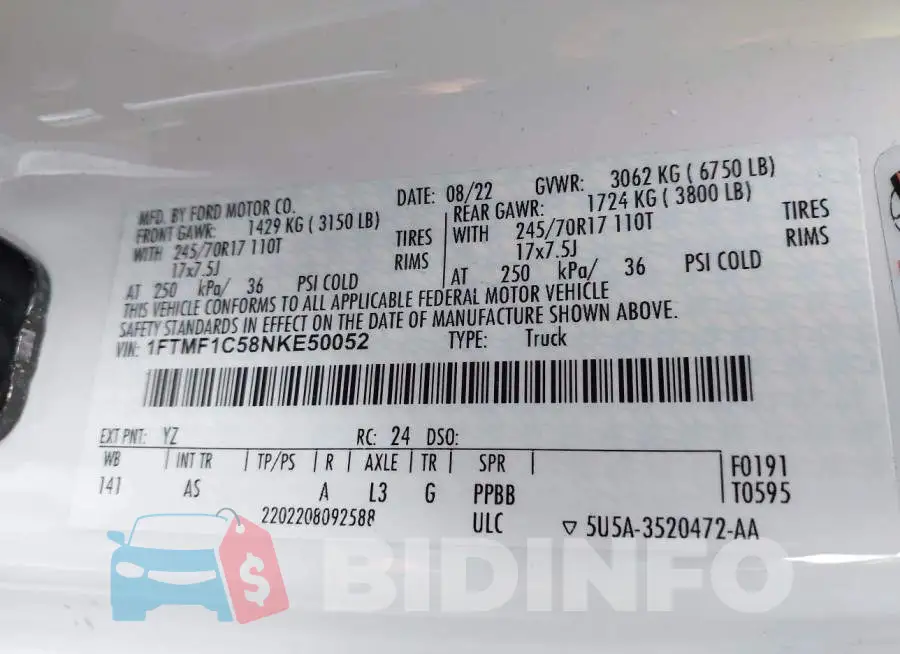 1FTMF1C58NKE50052 Photo# 9