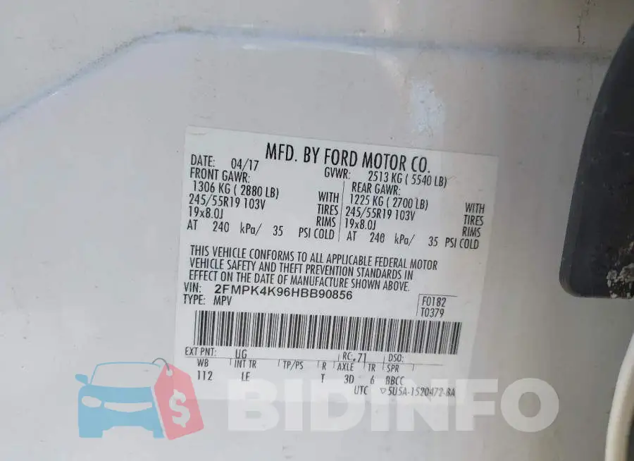 2FMPK4K96HBB90856 Photo# 9