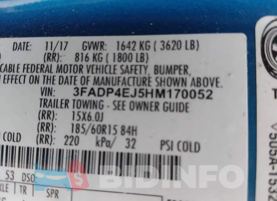 3FADP4EJ5HM170052 Photo# 9