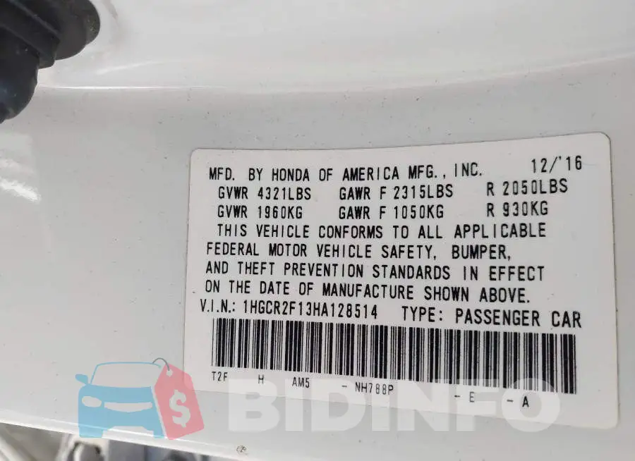 1HGCR2F13HA128514 Photo# 9