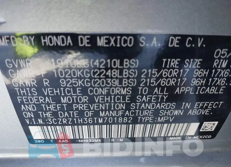 3CZRZ1H36TM701882 Photo# 9