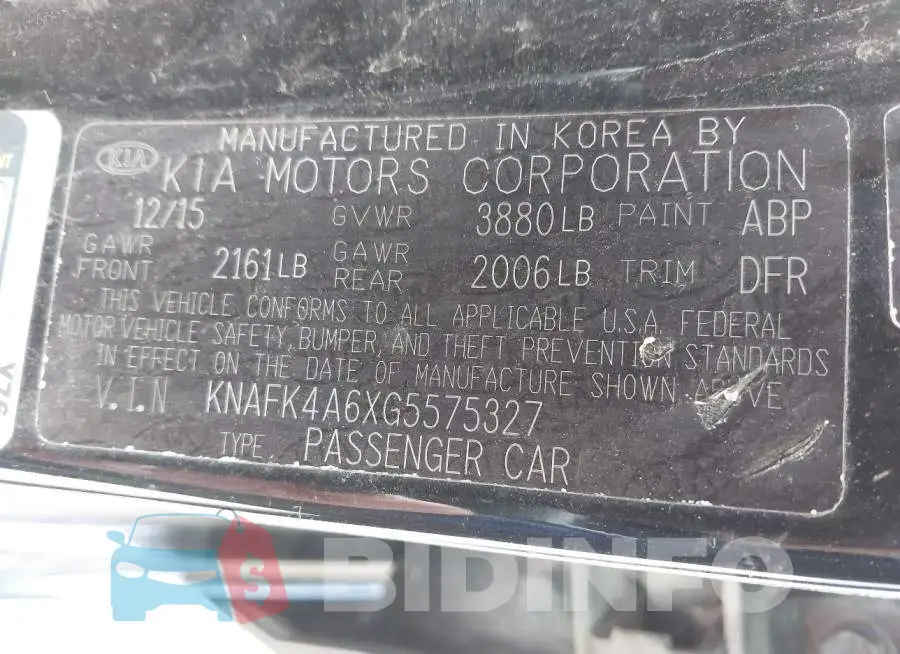 KNAFK4A6XG5575327 Photo# 9