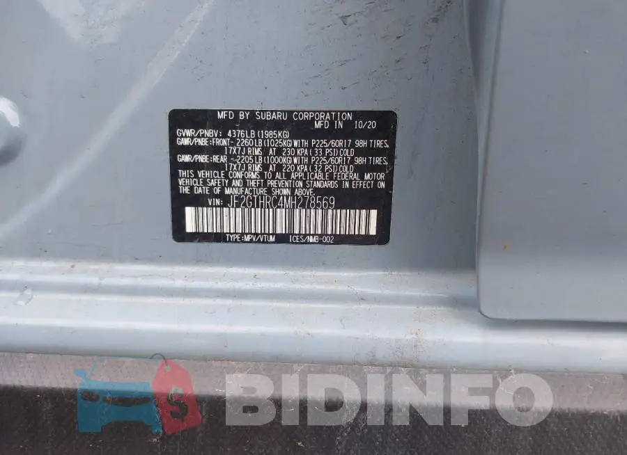 JF2GTHRC4MH278569 Photo# 9