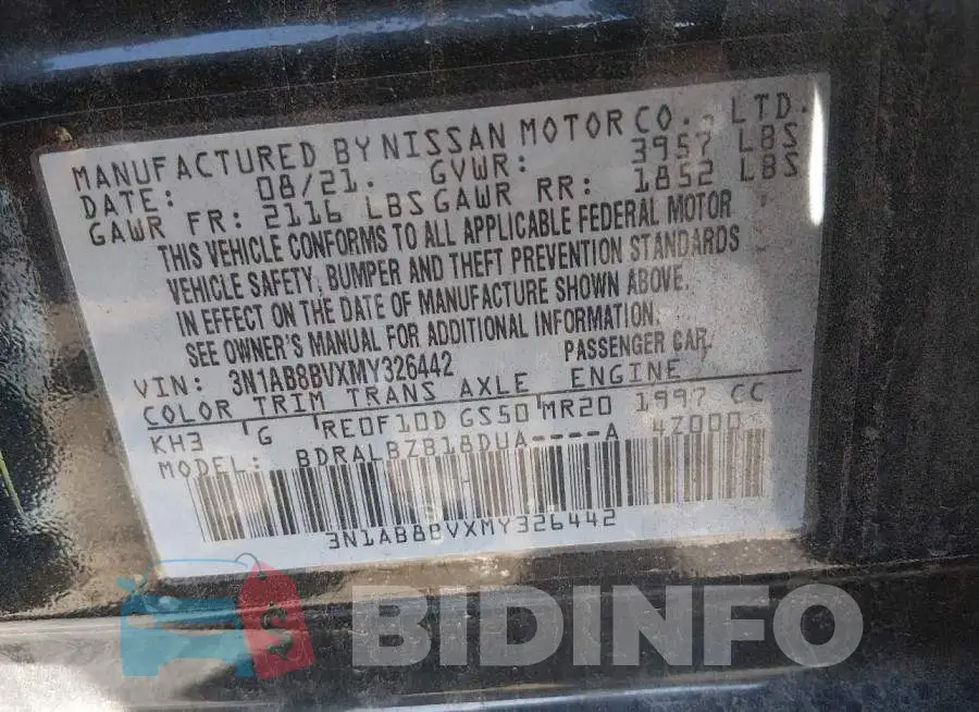 3N1AB8BVXMY326442 Photo# 9