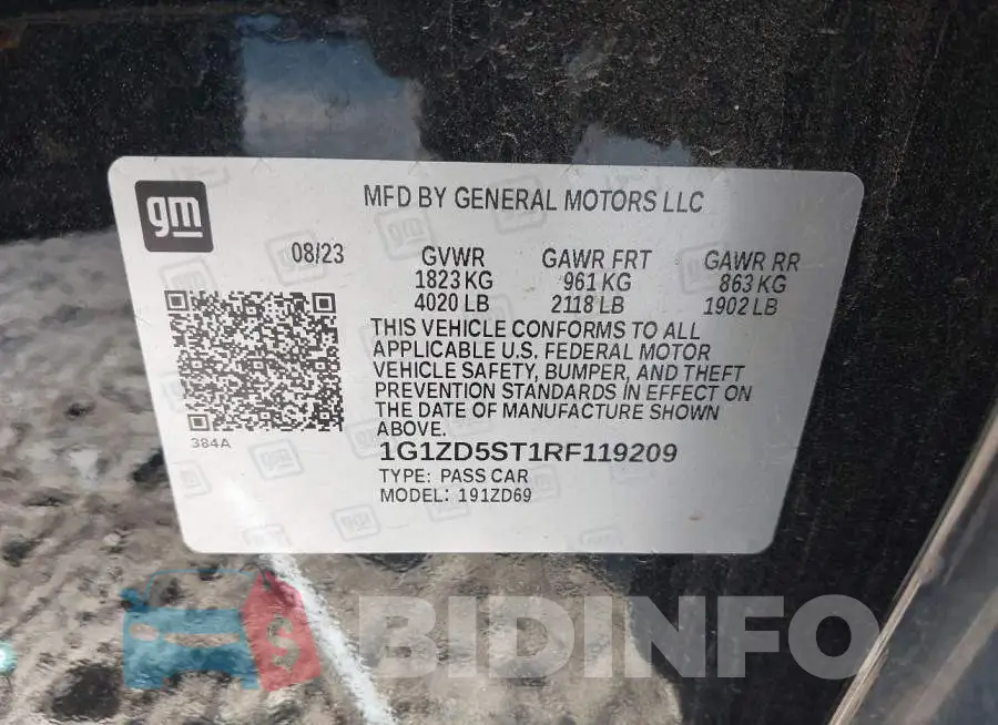 1G1ZD5ST1RF119209 Photo# 9
