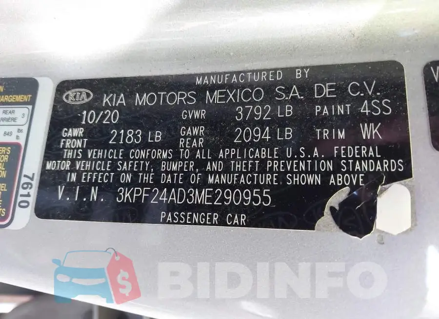 3KPF24AD3ME290955 Photo# 9