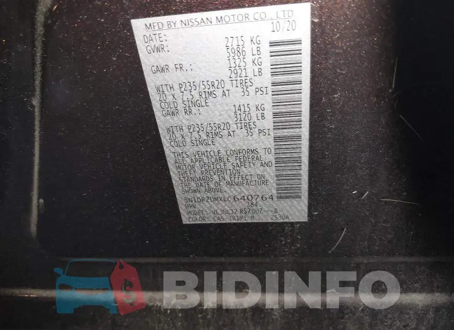 5N1DR2DMXLC640764 Photo# 9
