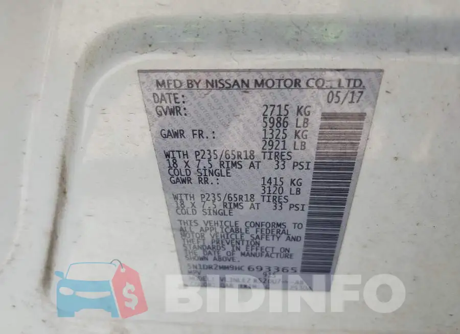 5N1DR2MM9HC693365 Photo# 9