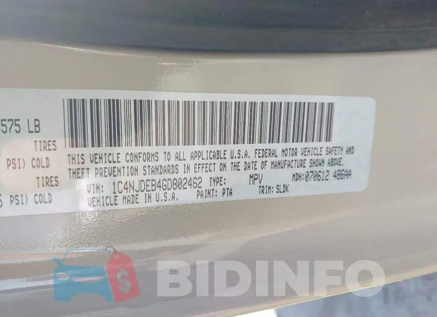 1C4NJDEB4GD802462 Photo# 9