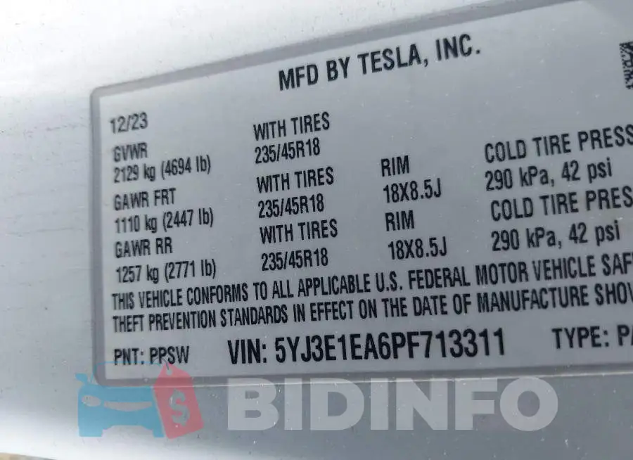 5YJ3E1EA6PF713311 Photo# 9