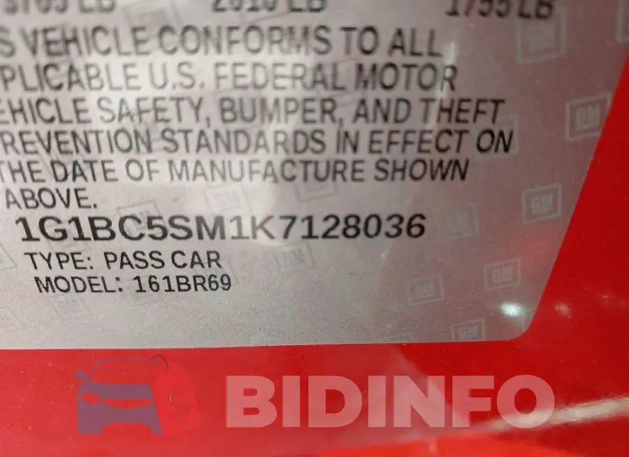 1G1BC5SM1K7128036 Photo# 9