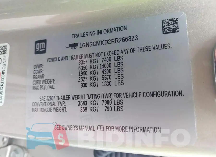 1GNSCMKD2RR266823 Photo# 9