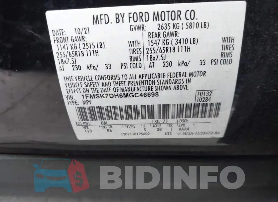 1FMSK7DH6MGC46698 Photo# 9