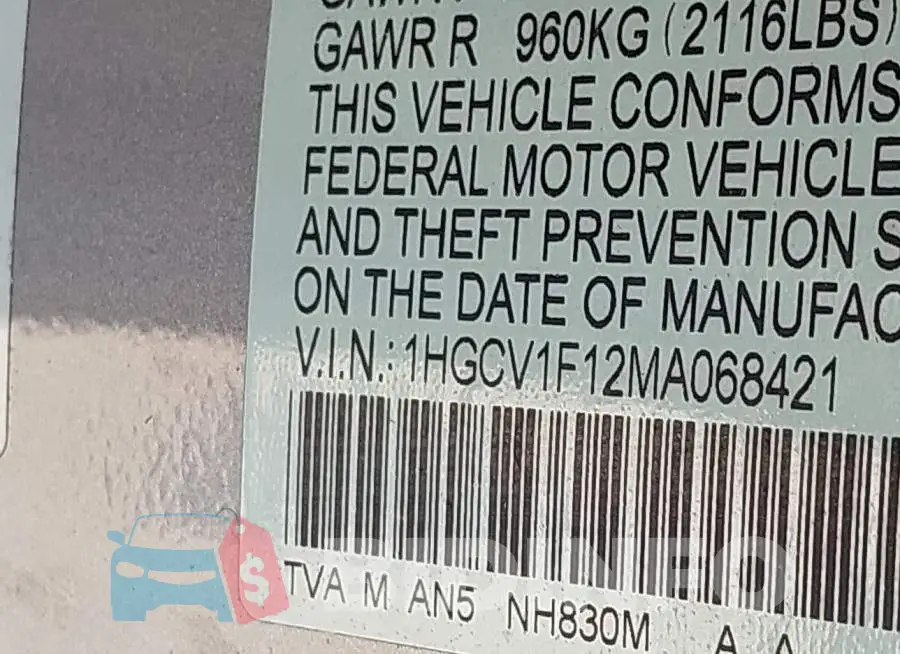 1HGCV1F12MA068421 Photo# 9