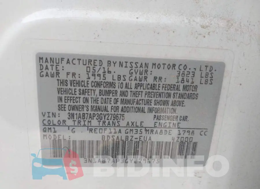 3N1AB7AP3GY279675 Photo# 9