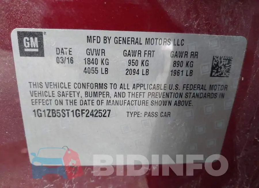 1G1ZB5ST1GF242527 Photo# 9