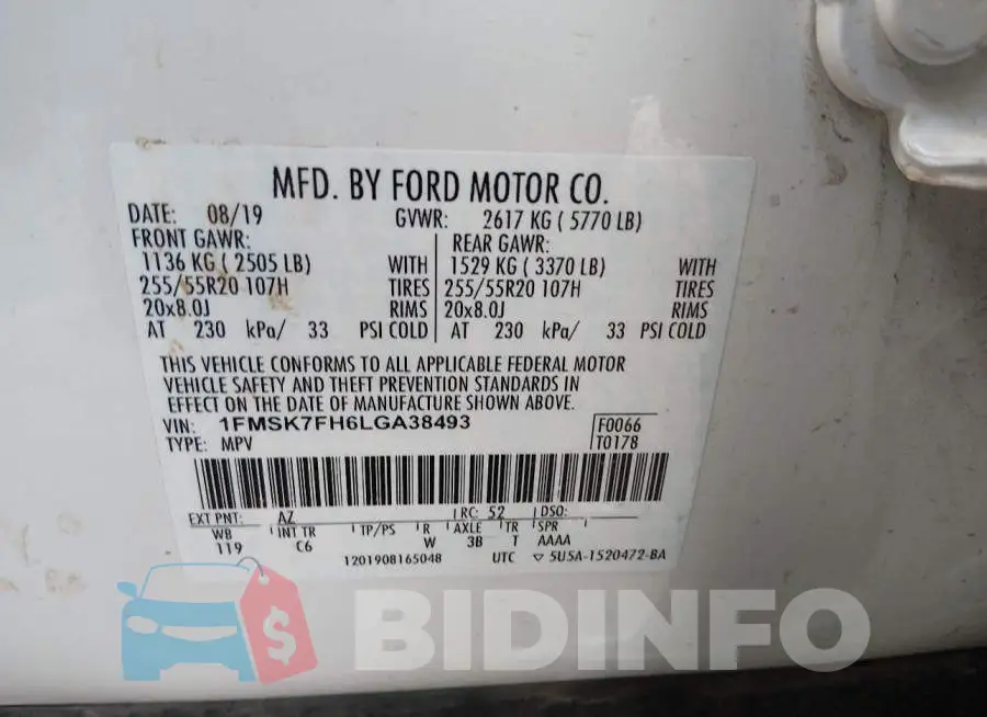 1FMSK7FH6LGA38493 Photo# 9