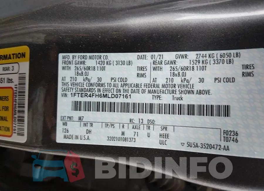 1FTER4FH6MLD07161 Photo# 9