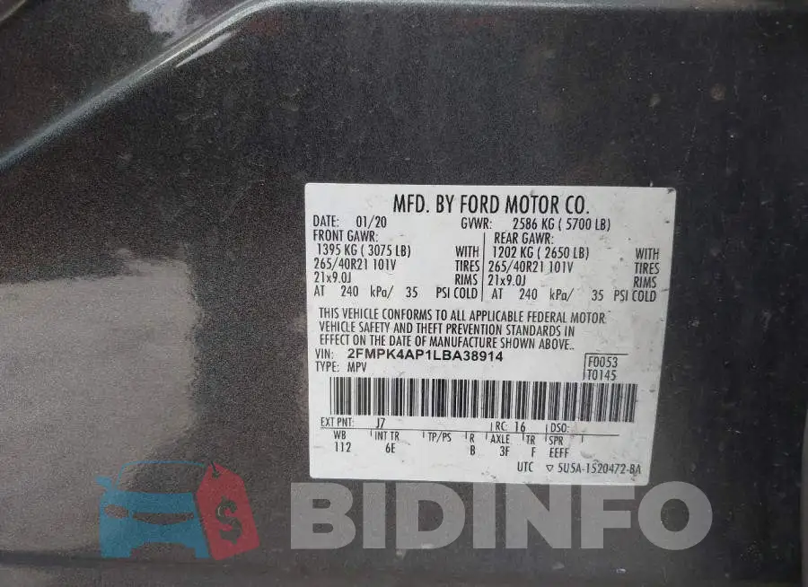2FMPK4AP1LBA38914 Photo# 9