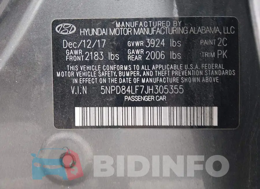 5NPD84LF7JH305355 Photo# 9