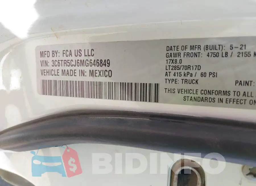3C6TR5CJ6MG646849 Photo# 9