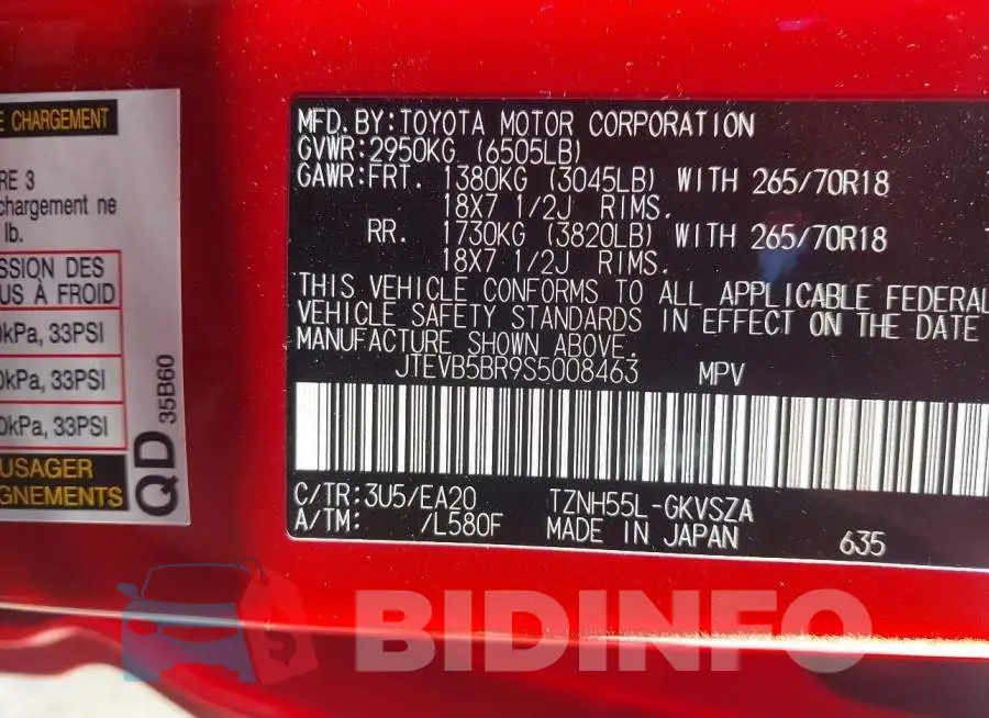 JTEVB5BR9S5008463 Photo# 9