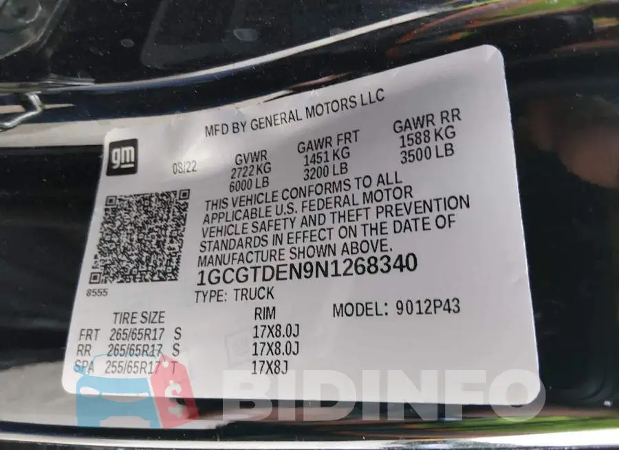 1GCGTDEN9N1268340 Photo# 9