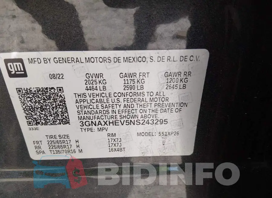 3GNAXHEV5NS243295 Photo# 9