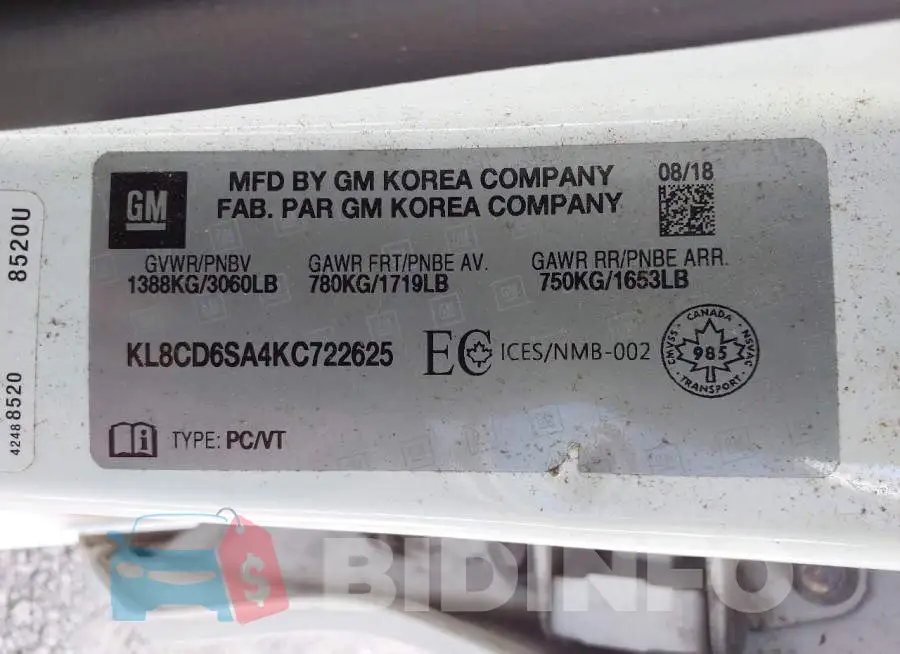 KL8CD6SA4KC722625 Photo# 9