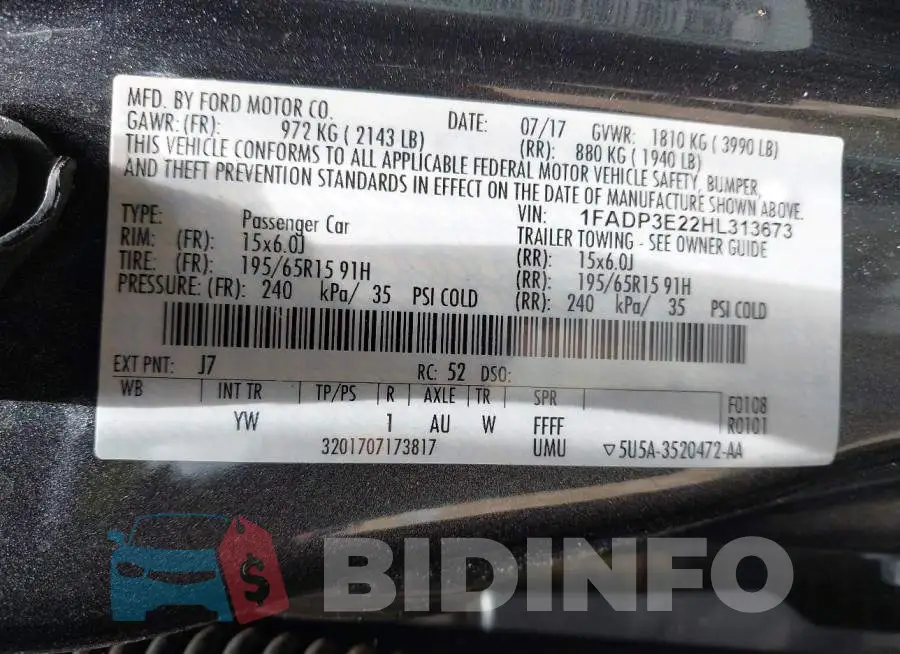 1FADP3E22HL313673 Photo# 9