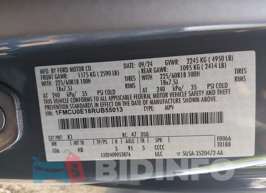 1FMCU0E18RUB55013 Photo# 9