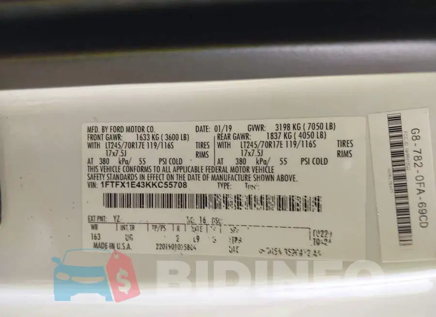 1FTFX1E43KKC55708 Photo# 9