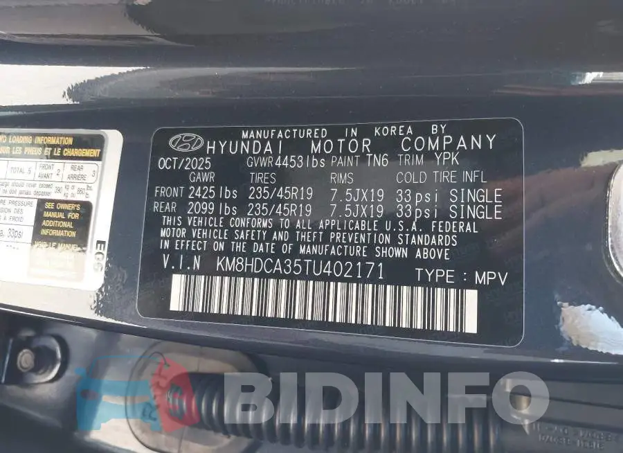 KM8HDCA35TU402171 Photo# 9