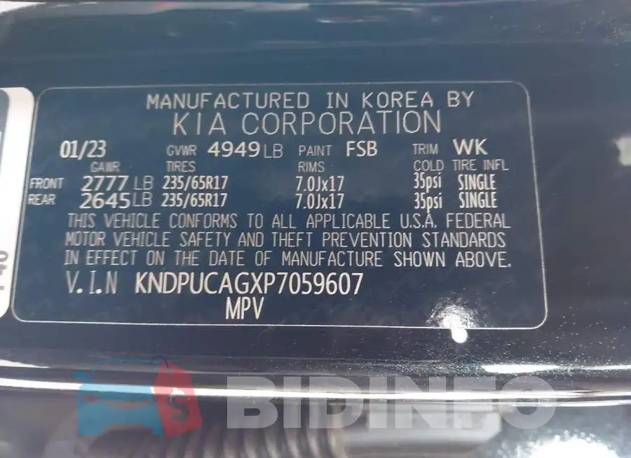 KNDPUCAGXP7059607 Photo# 9