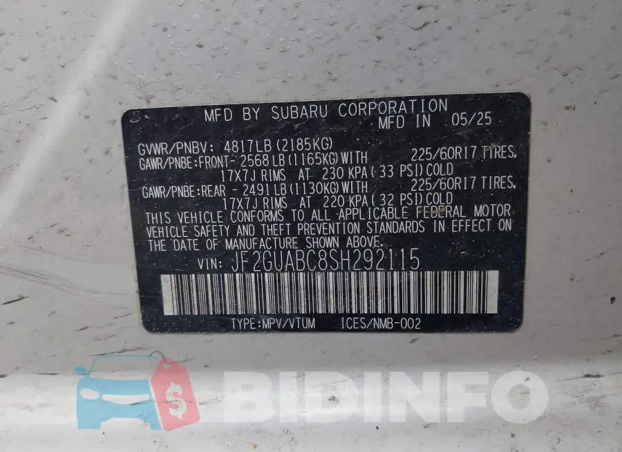JF2GUABC8SH292115 Photo# 9