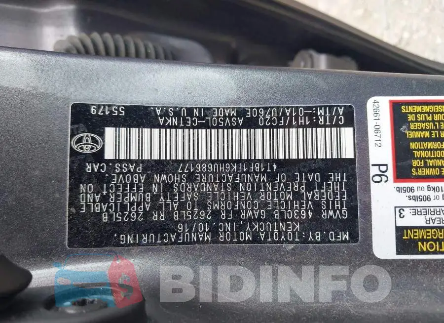 4T1BF1FK6HU686177 Photo# 9